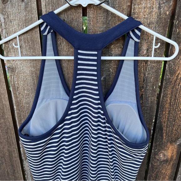 Athleta Ember Pima Cotton Striped Ruched Dress Sz MT(Medium Tall) - Picture 4 of 16